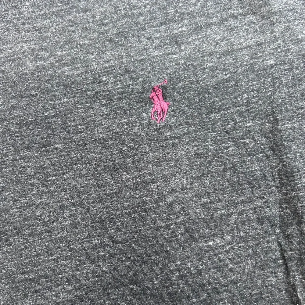 Polo Ralph Lauren Mens XL Gray V-Neck Long Sleeve T-Shirt Pink Pony Logo Cotton